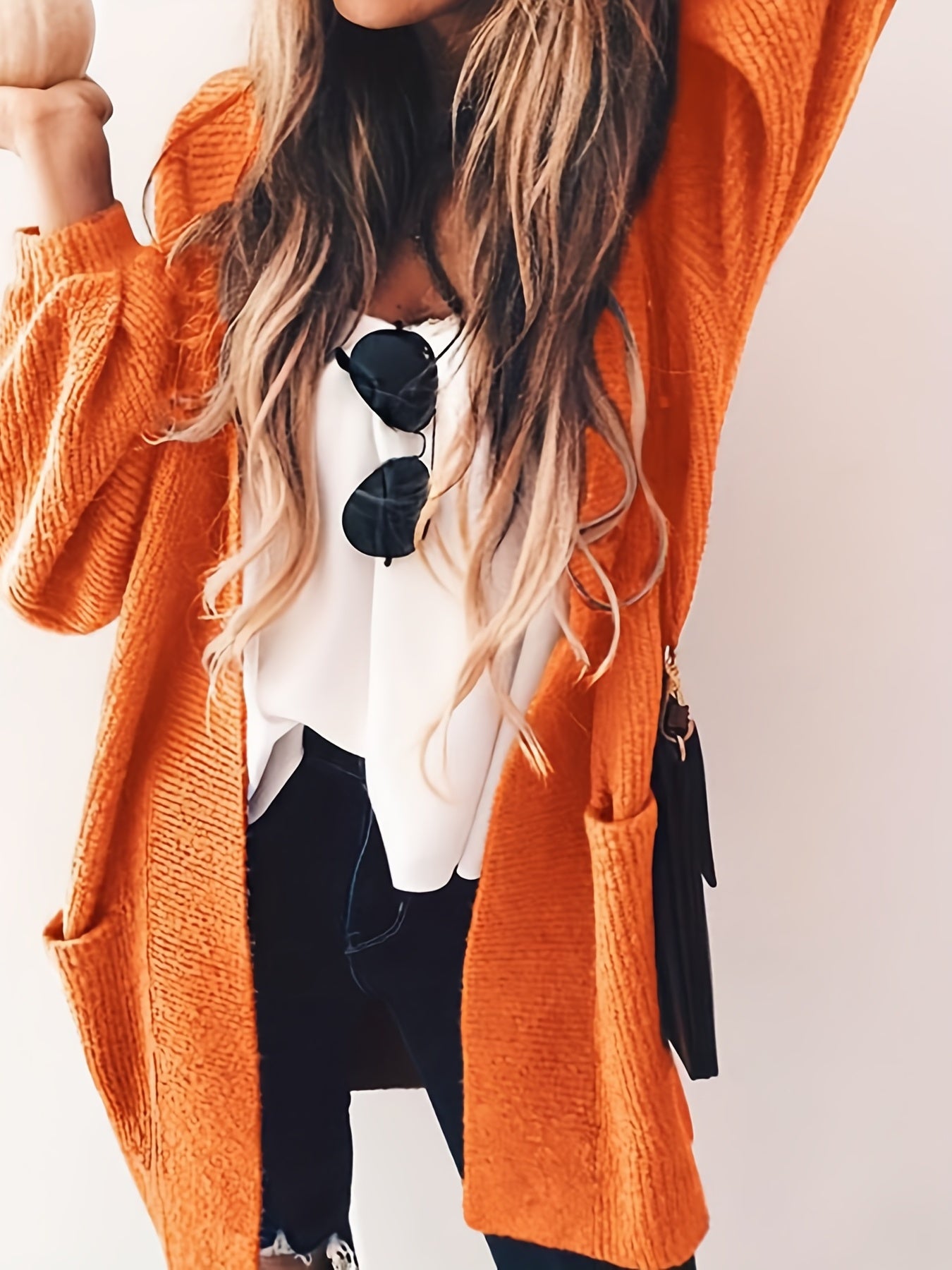 Casual Cardigan Solid Lantern Sleeve Open Front Long Cardigan