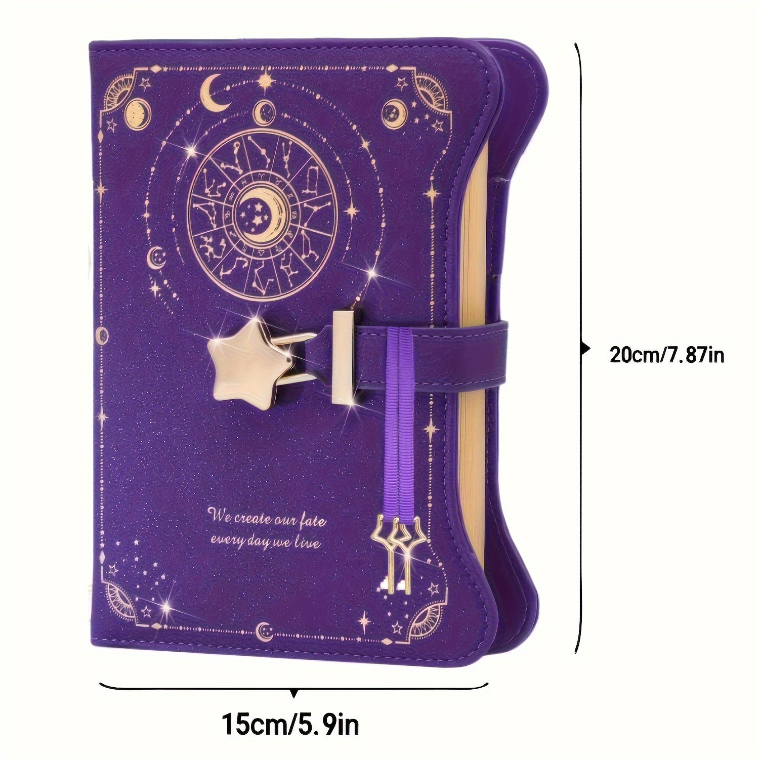 2pcs Zodiac Lock & Key Notebook B6 PU Leather Journal