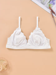 Lace Wireless Bra with Scalloped Trim - Comfortable Floral Lingerie
