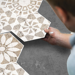 11pcs Noble Printed Hexagonal Floor Stickers Waterproof Non-slip Home Decoration