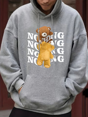 Teddy Bear Print Hoodie For Men