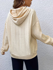 Twist Texture Casual Hoodie Drawstring Sweatshirt Women's