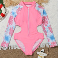 Girls Long Sleeve Swimsuit Cute Bathing Suit for Summer