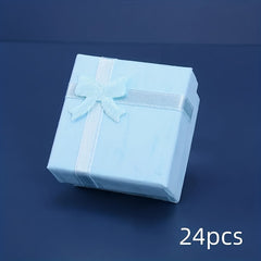 24pcs Jewelry Paper Box Ribbon Packaging Box Wedding Decoration Box