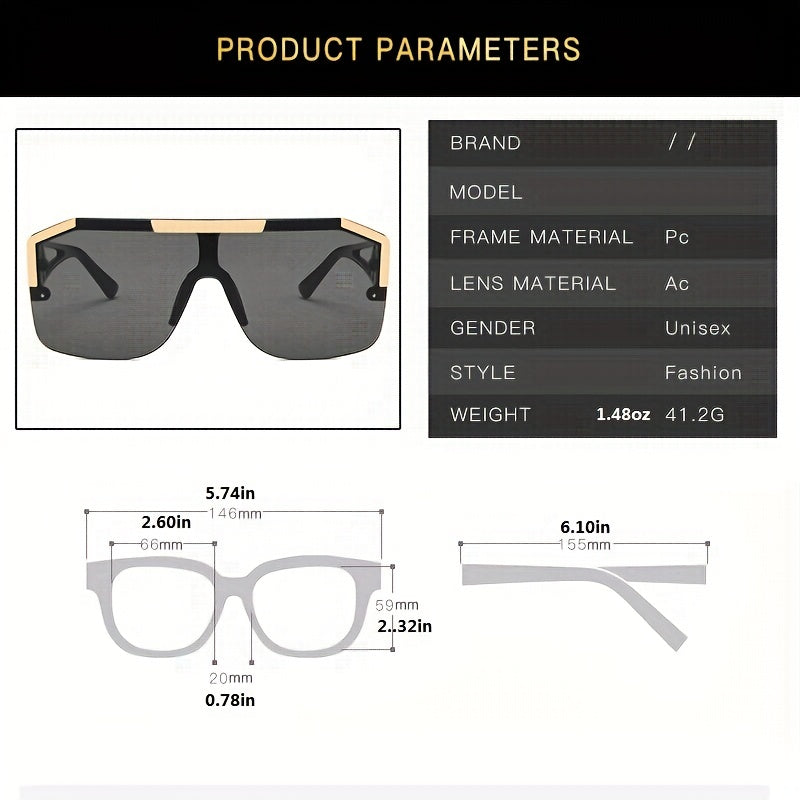 Geometric Frame Sunglasses Semi Rimless Flat Top Shield Eyewear