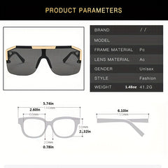 Geometric Frame Sunglasses Semi Rimless Flat Top Shield Eyewear