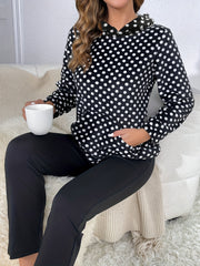 Polka Dot Lounge Set Long Sleeve Hooded Top & Pants