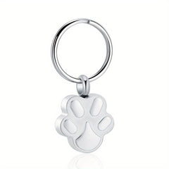Stainless Steel Pet Ash Urn Key Chain - Paw Print Shape Cremation Memorial