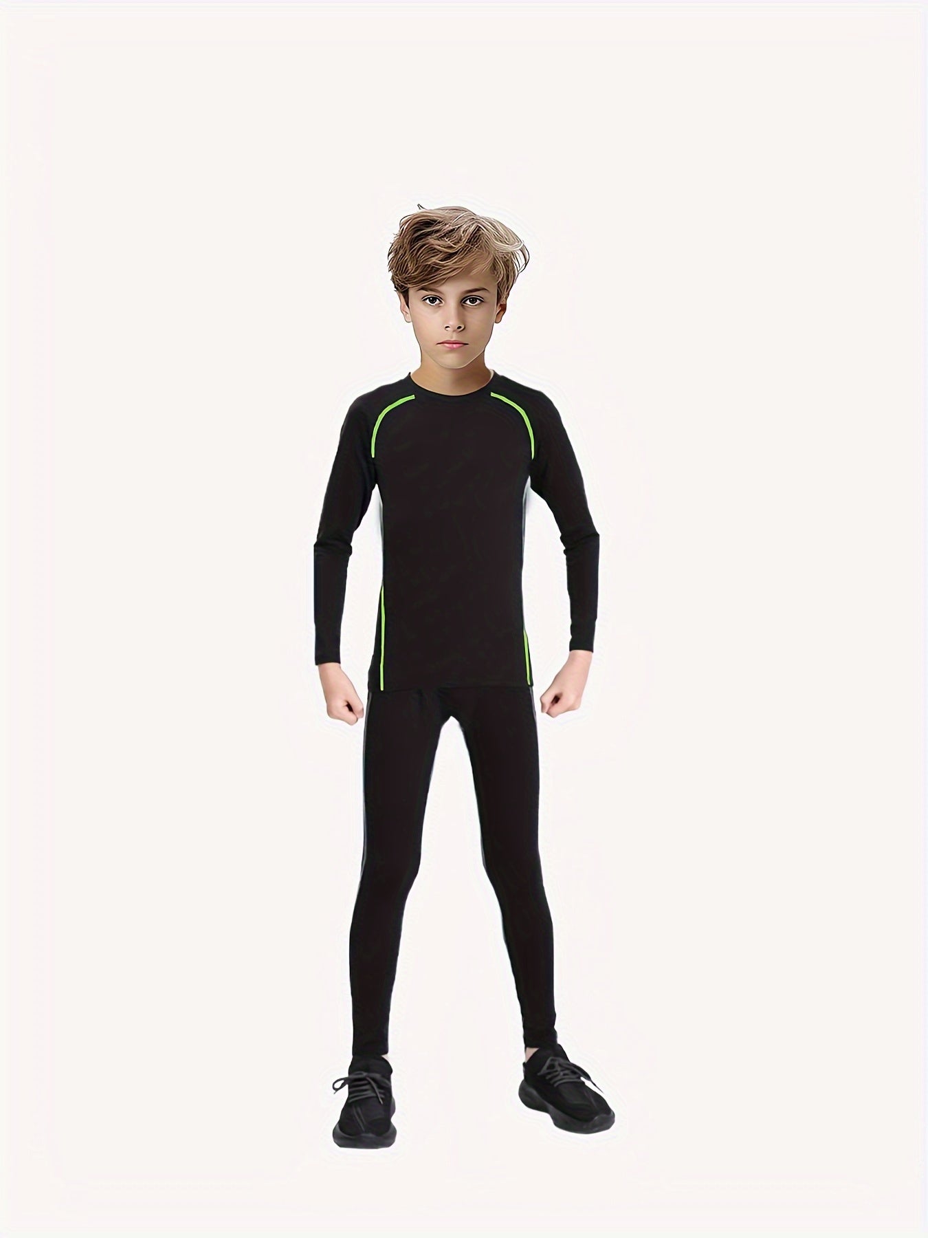 2pcs Kids Compression High Elastic Sets Solid Letter Printed Quick Dry Bottoms