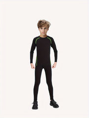 2pcs Kids Compression High Elastic Sets Solid Letter Printed Quick Dry Bottoms