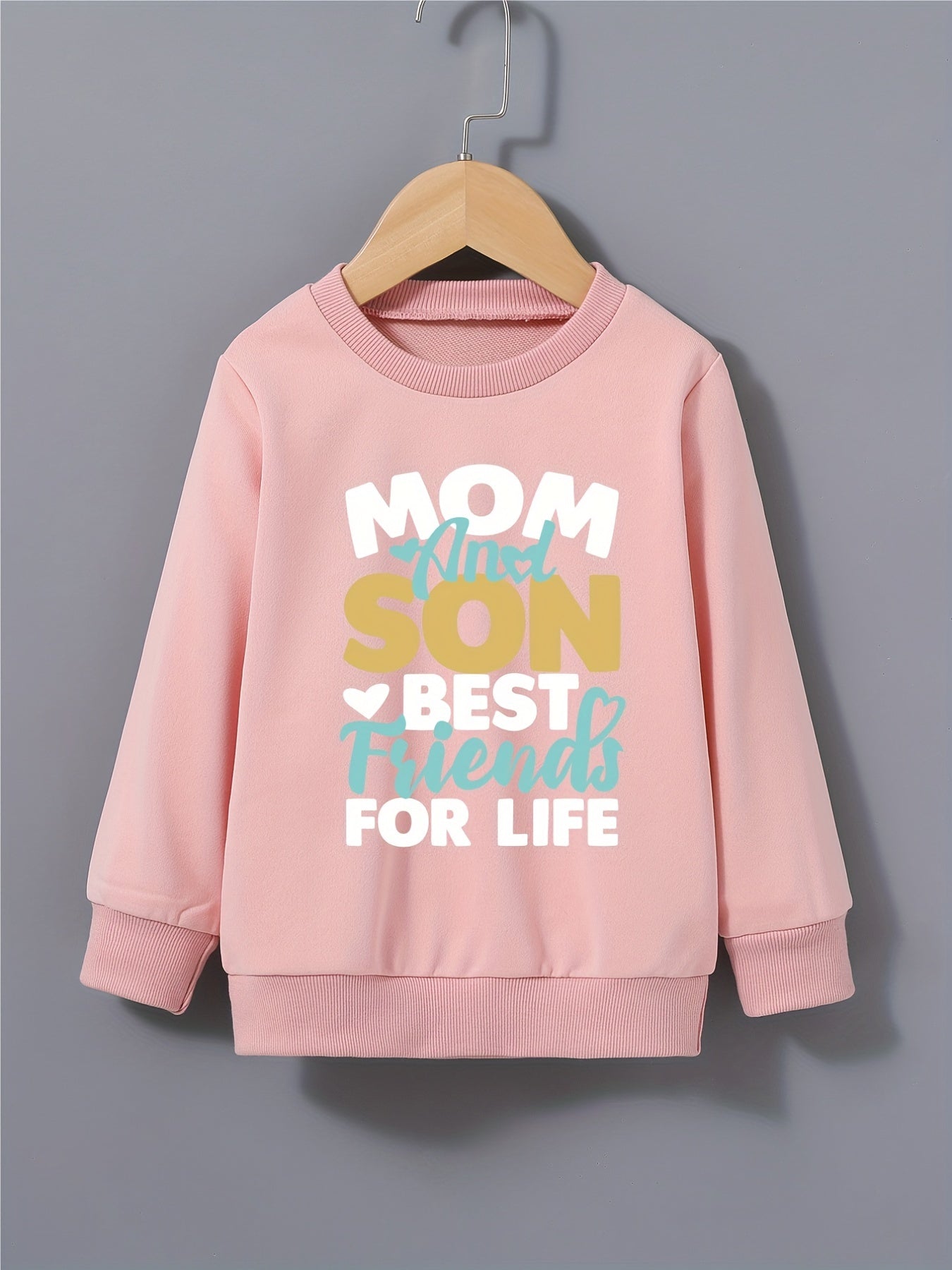 Boys Round Neck Sweatshirt Pullover MOM AND SON Print Casual Top
