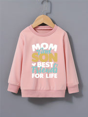 Boys Round Neck Sweatshirt Pullover MOM AND SON Print Casual Top