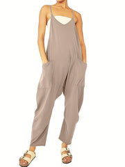 Solid Casual Jumpsuit For Summer & Spring Women's Clothing