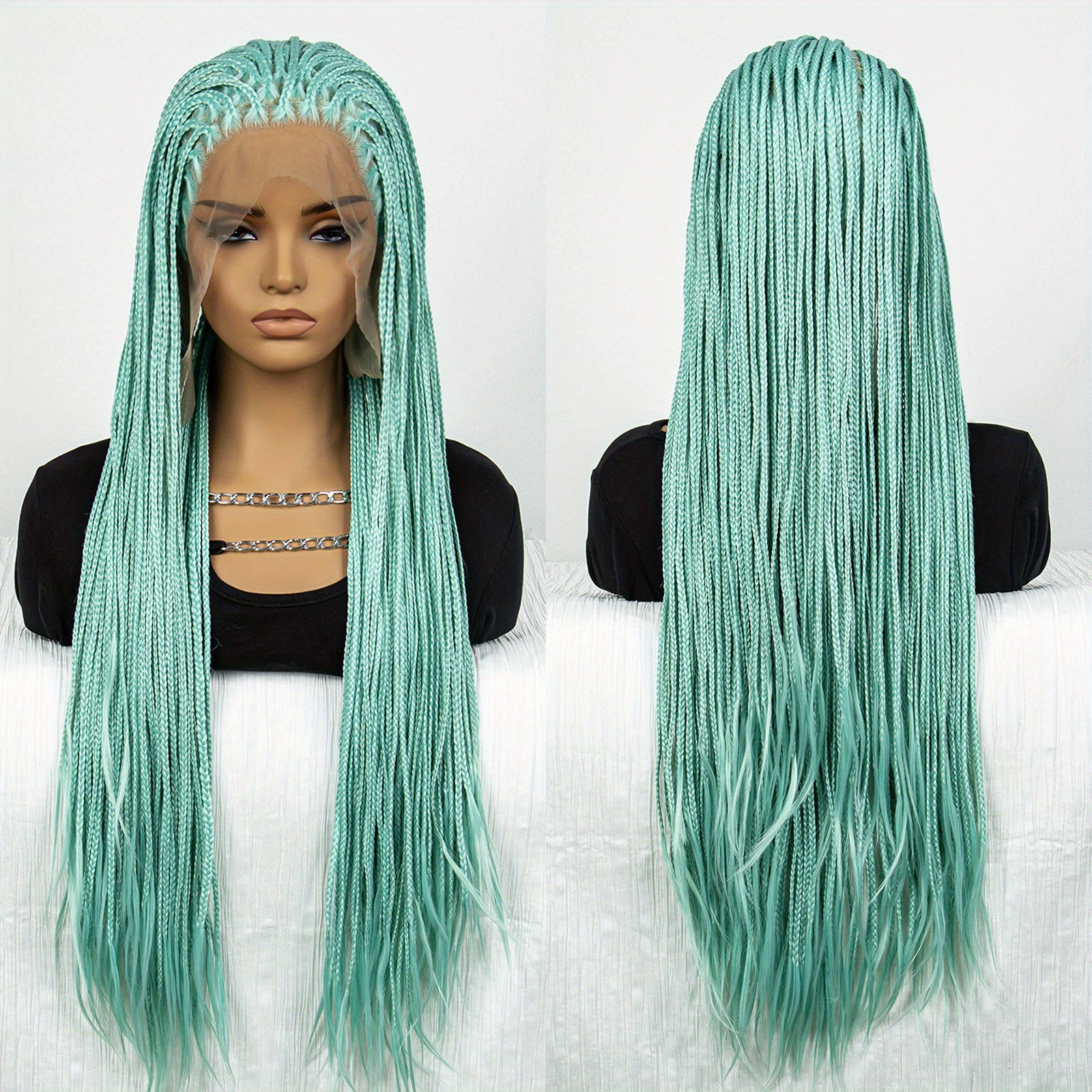 Colorful Lace Front Braided Wig Box Braid with Baby Hair Synthetic Hair Wig