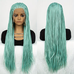 Colorful Lace Front Braided Wig Box Braid with Baby Hair Synthetic Hair Wig