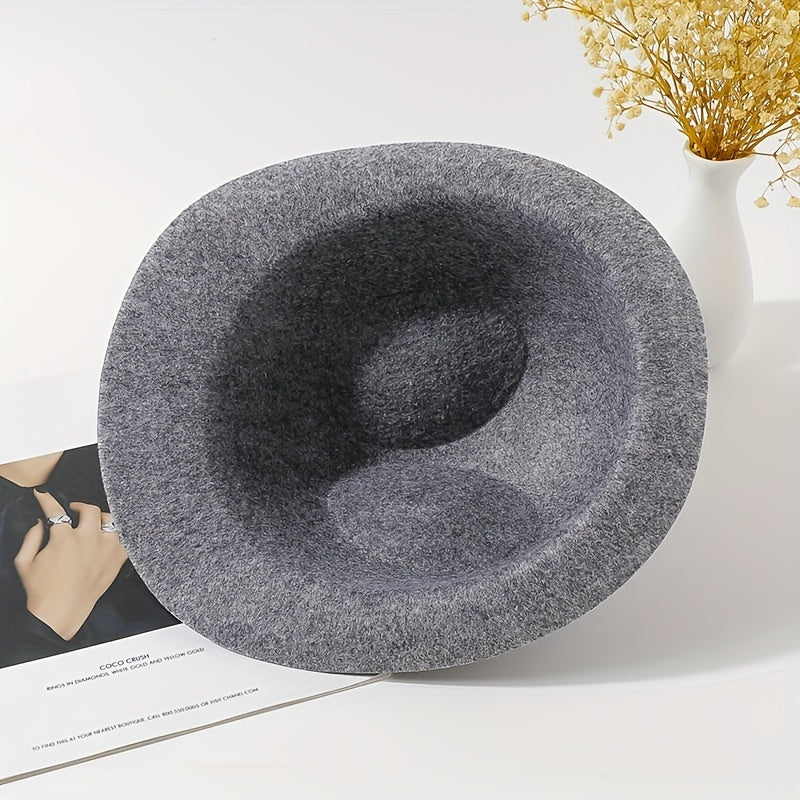 Vintage Gray Fedora Cap Lightweight Unisex Jazz Hat