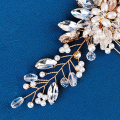 Faux Pearl Flower & Rhinestone Hair Comb Wedding Headwear