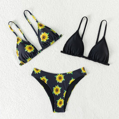 2pcs Girl's Sunflower Bikini Set Bathing Suit for Summer Vacation