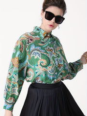 Floral Print Button Up Long Sleeve Blouse