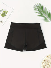 High Rise Skinny Stretch Shorts With Pockets