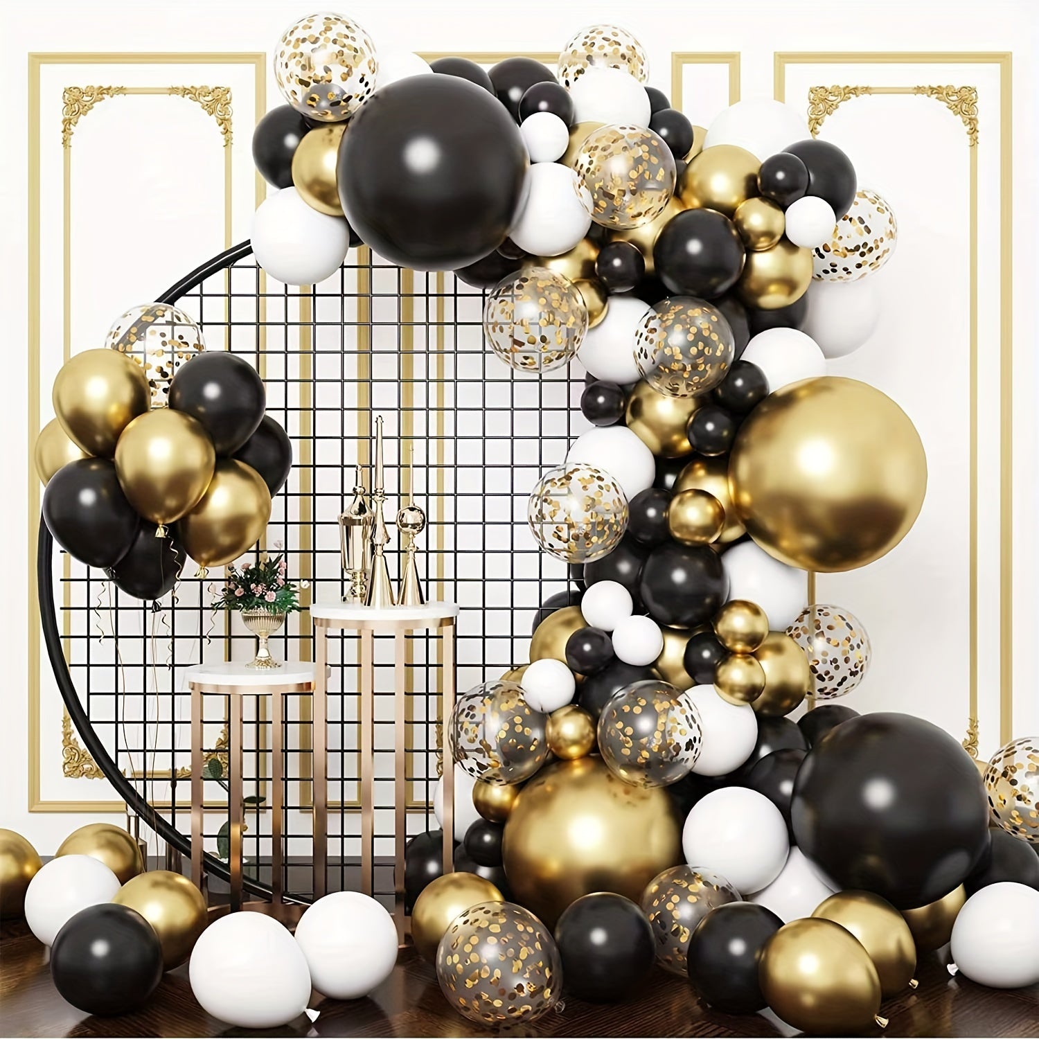 129pcs Golden Balloon Chain Set Graduation Season Birthday Decoration