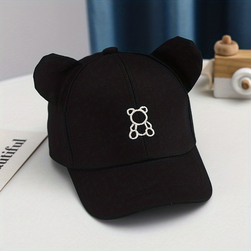 Kids' Bear Embroidered Sunshade Hat for Outdoor Activities