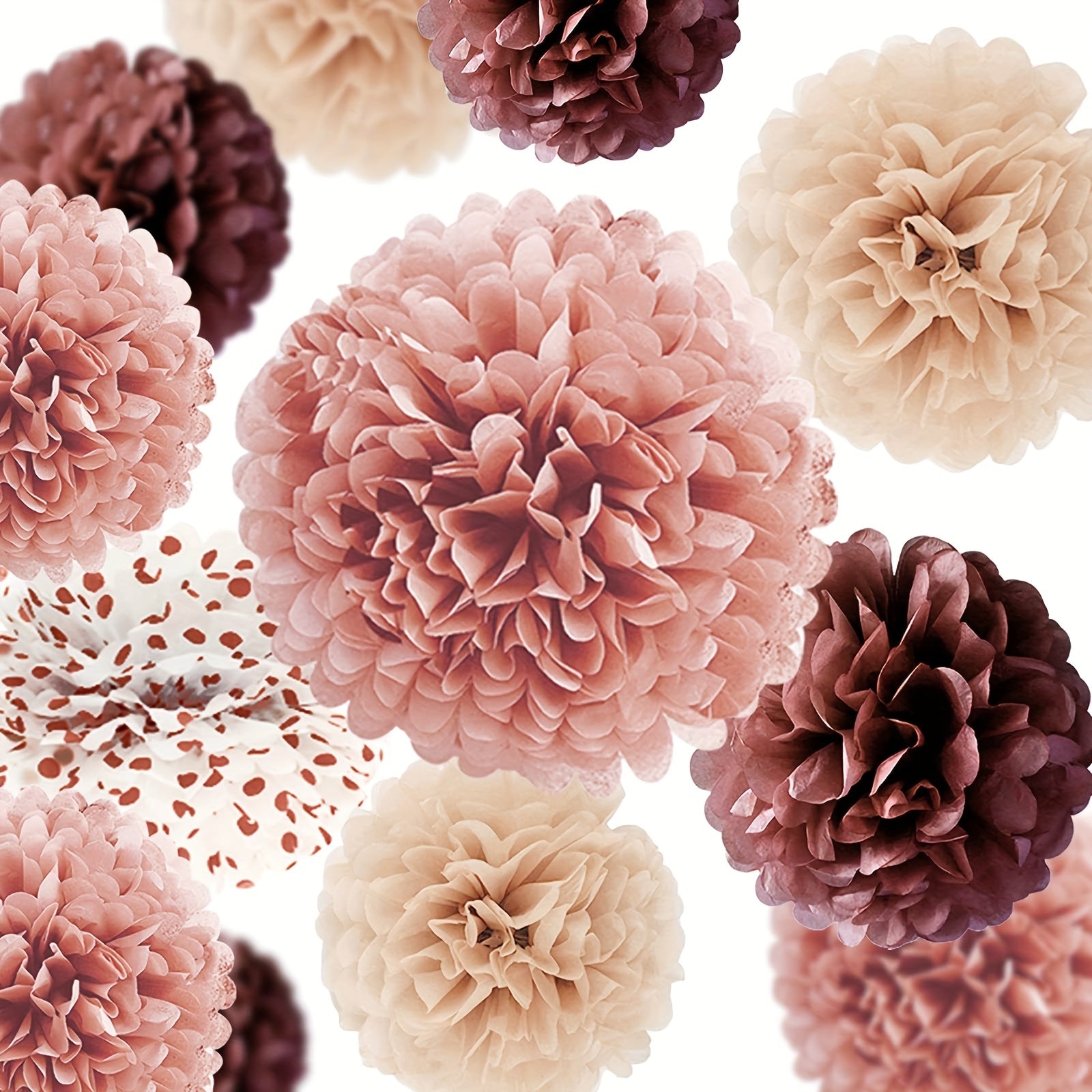 12pcs Rose Pink Tissue Paper Pom Poms Engagement Fall Baby Shower Birthday