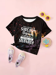 Sarcasm Level Graphic Crew Neck T shirt Short Sleeve Pullover