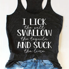 Letter Print Crew Neck Tank Top Women's Summer Clothing