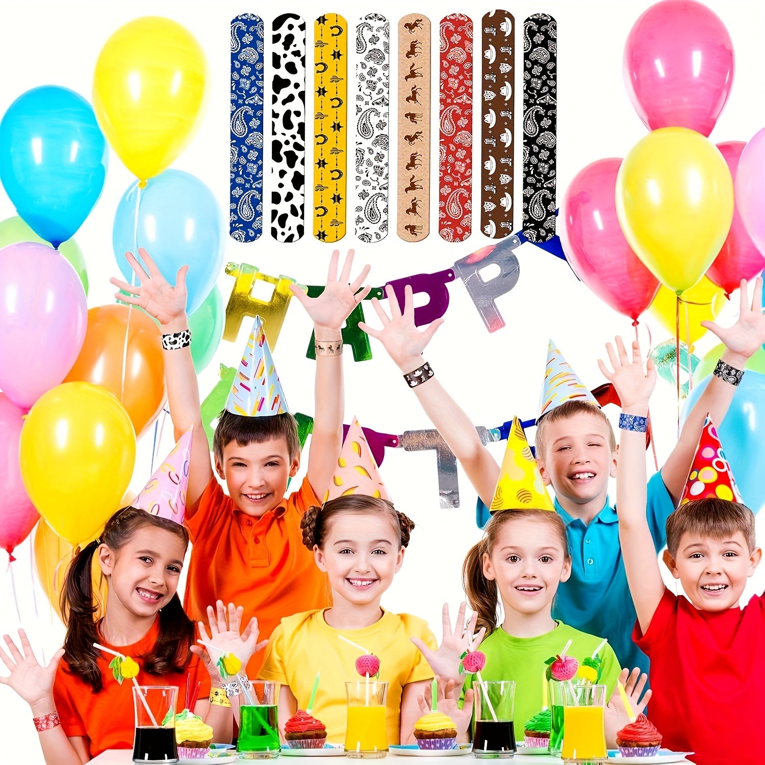 20pcs Western Party Cowboy & Horse Slap Bracelets with 8 Styles