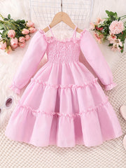 Off Shoulder Ruffle Trim Princess Dress for Girls
