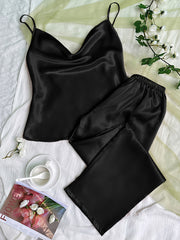 Satin Pajama Set with Cami Top & Pants