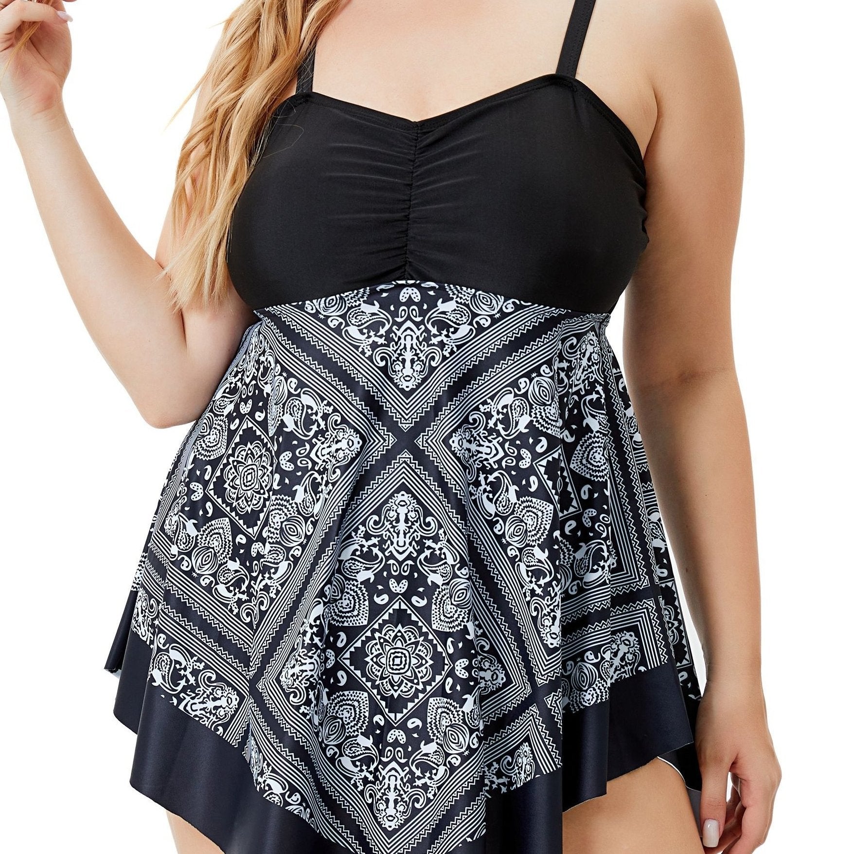 Ethnic Print Bikini Set Women's Medium Stretch Vacation Swimsuit