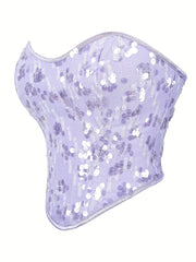 Sequin Strapless Corset Bustier Tummy Control Lace Push Up Body Shaper