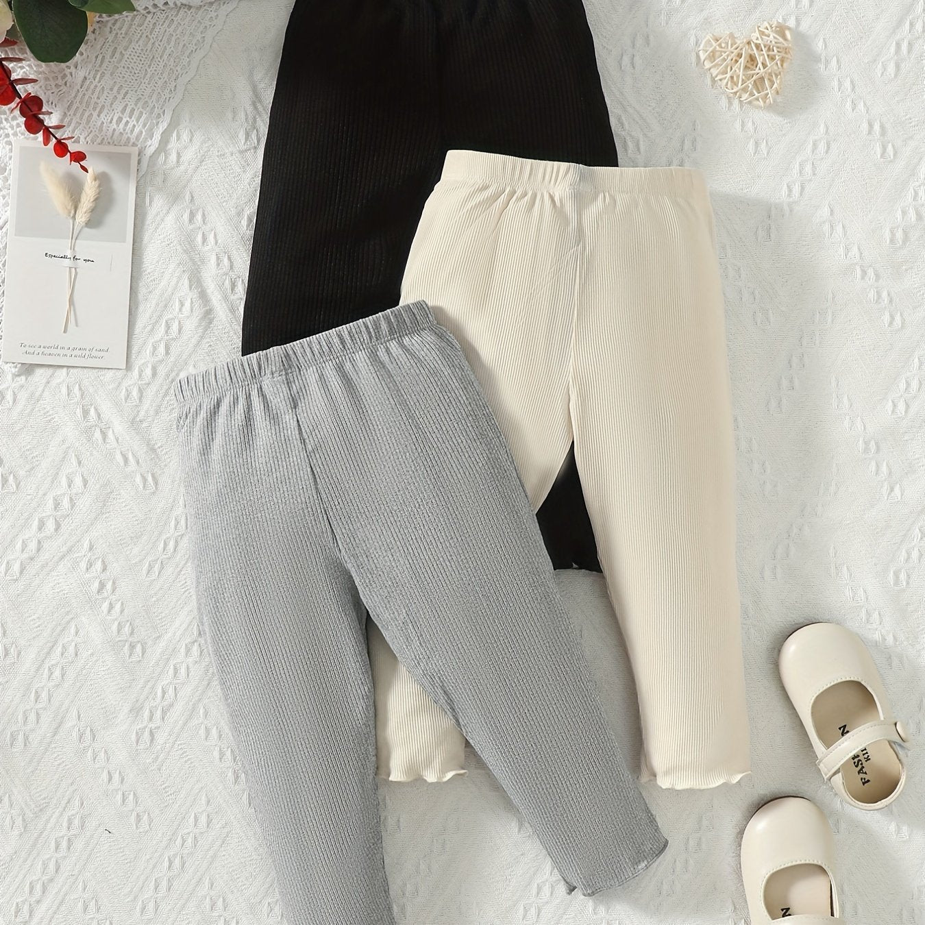 3pcs Girls Cropped Pants Set High Elastic Summer