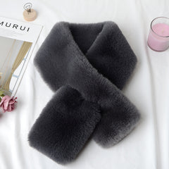 Rabbit Fur Scarf Unisex Autumn Winter Plush Neckwear Thick Warm Double-sided