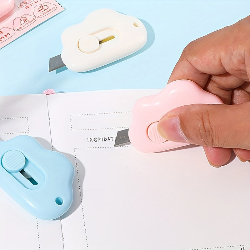3pcs Portable Cloud Shape Mini Utility Retractable Letter Box Cutting