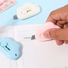 3pcs Portable Cloud Shape Mini Utility Retractable Letter Box Cutting