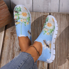 Women's Floral Print Mesh Tennis Sports Shoes Lightweight Non slip