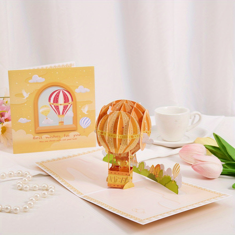 3D Pop Up Hot Air Balloon Greeting Card - Perfect for Various Occasions
