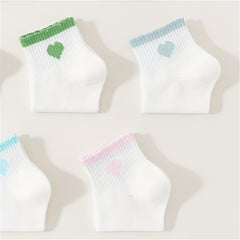 10 Pairs Heart Print Socks Breathable Women's Stockings & Hosiery