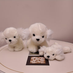 Bichon Puppy Plush Toy Soft Dog Stuffed Animal with Brown Accents