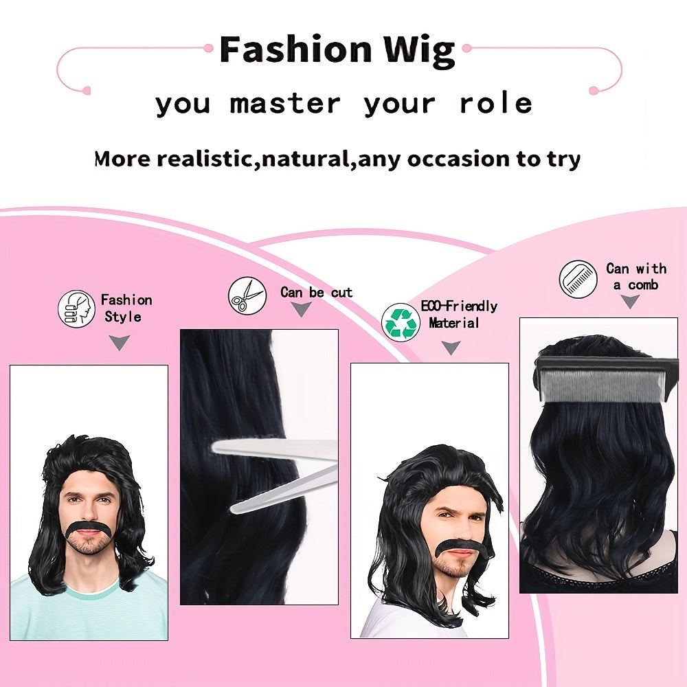 European American Men's Dress Up Wig 40 64 Cm Chemical Fiber Wig
