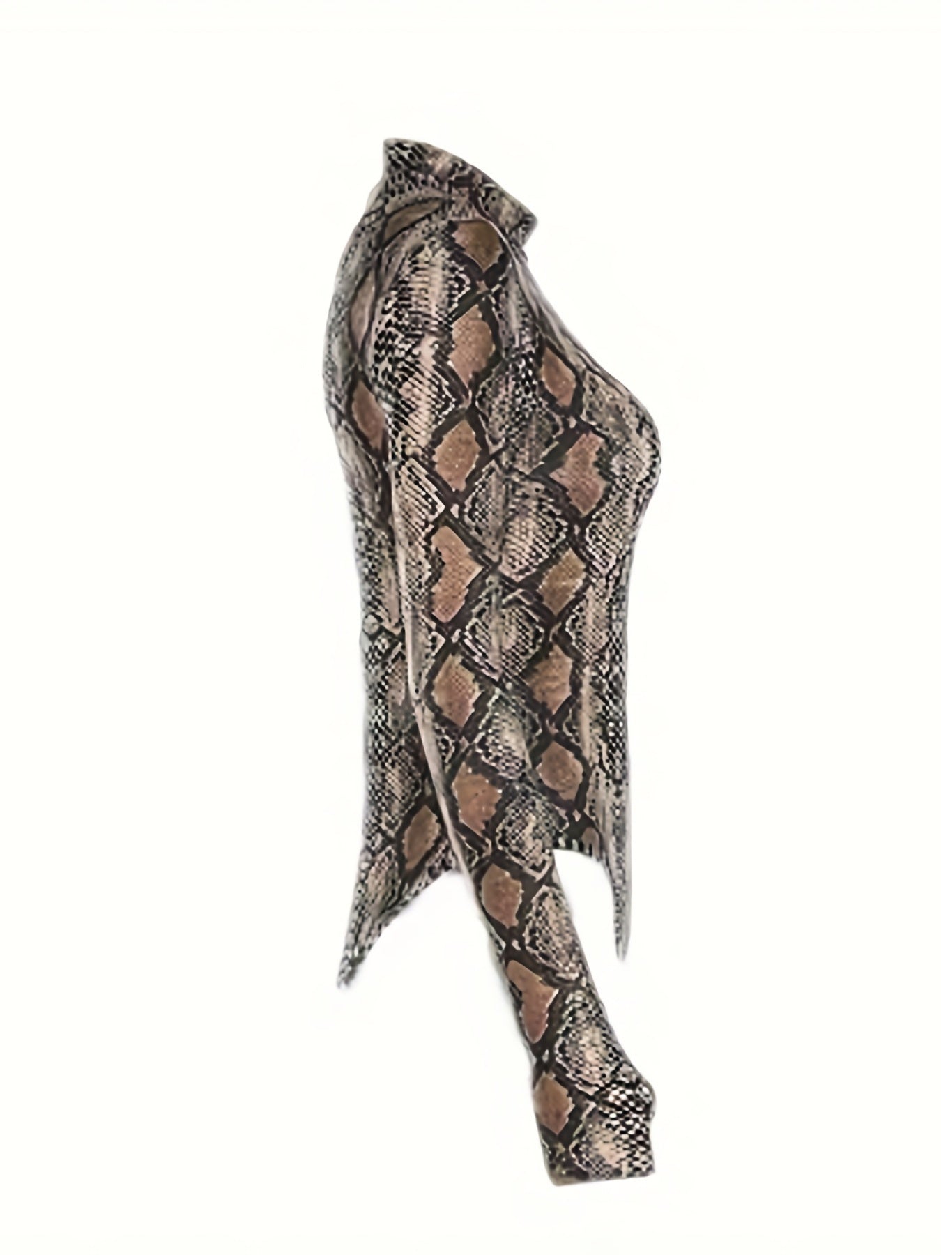 Snakeskin Print Mock Neck Bodysuit Sexy Long Sleeve One Piece Bodysuit