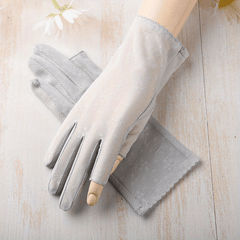 Lace Fingerless Gloves Elastic Thin Breathable Driving Riding Gloves
