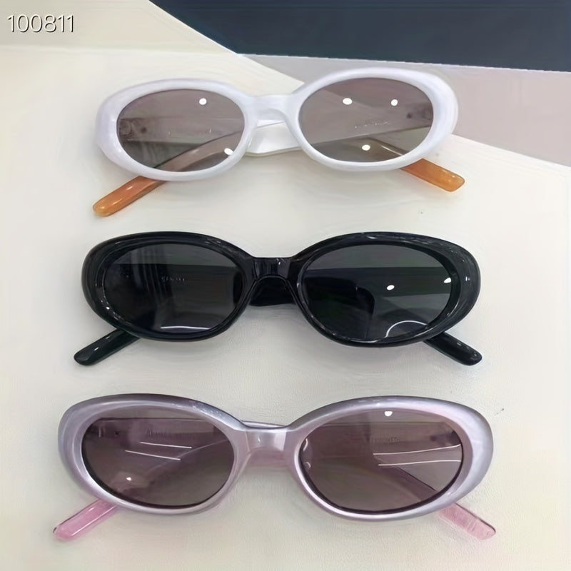 Y2K Oval Sunglasses Hiphop Star Decor Glasses UV400