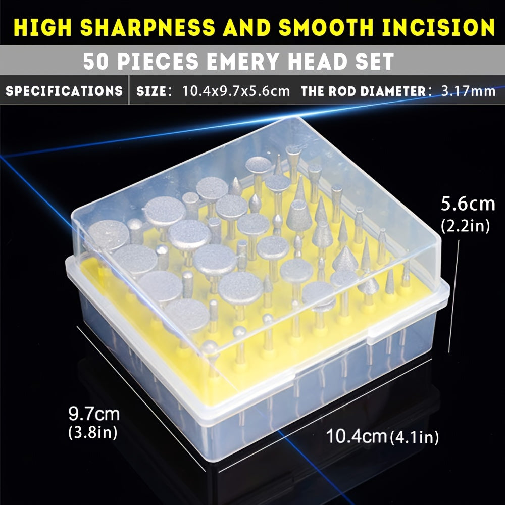 50pcs Diamond Coated Grinding Head Burrs Set for Rotary Tool