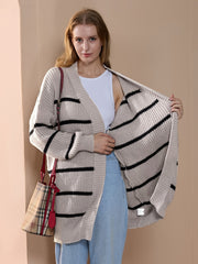 Stripe Print Open Front Cardigan