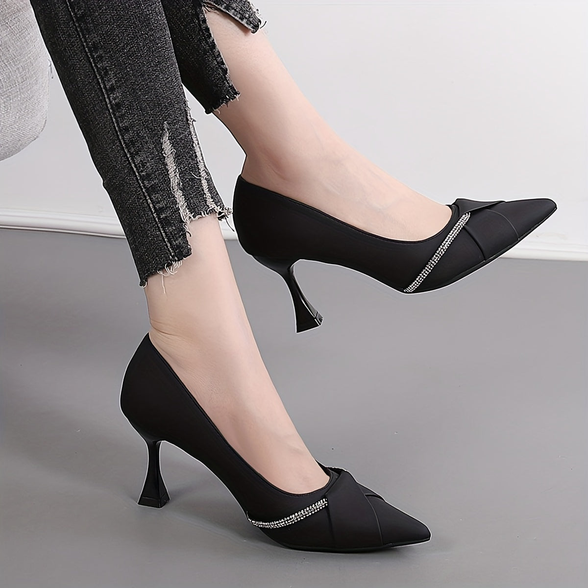 Women's Rhinestone Stiletto Court Pumps