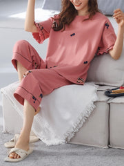 Fruitcake PJ Set Short Sleeve Crew Neck Top & Cropped Pants
